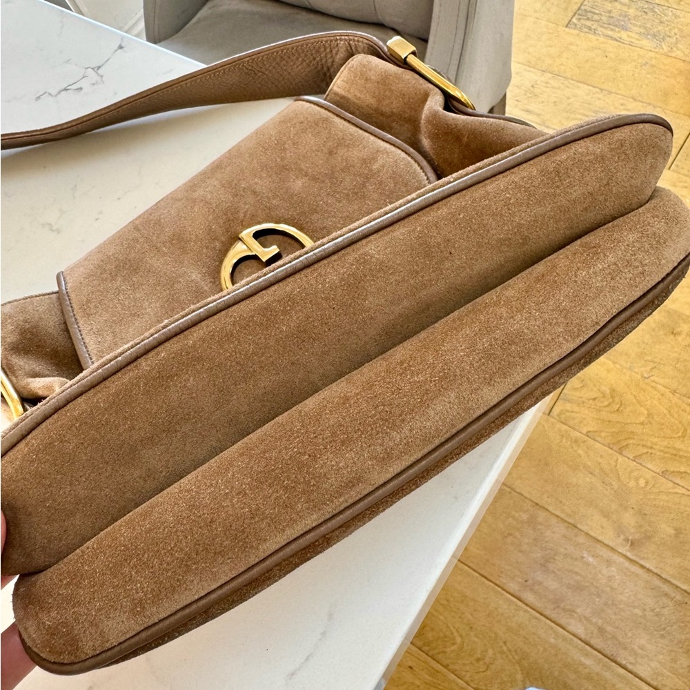 Gucci Taupe Suede Shoulder Bag with Gold Hardware - Picture 8 of 15